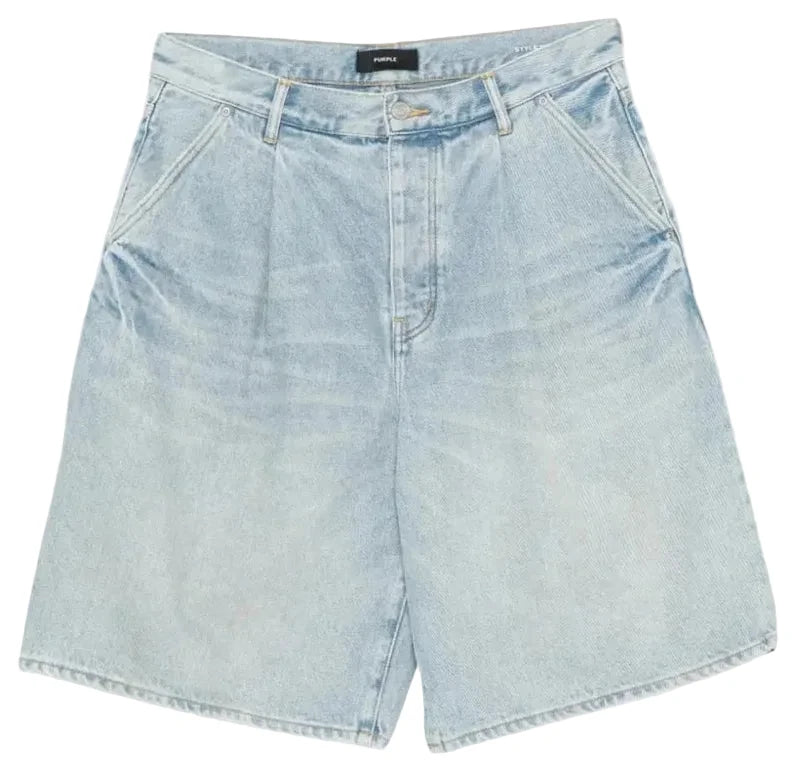 Purple Brand Light Indigo Pleated Jean Shorts
