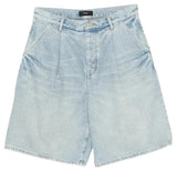 Purple Brand Light Indigo Pleated Jean Shorts