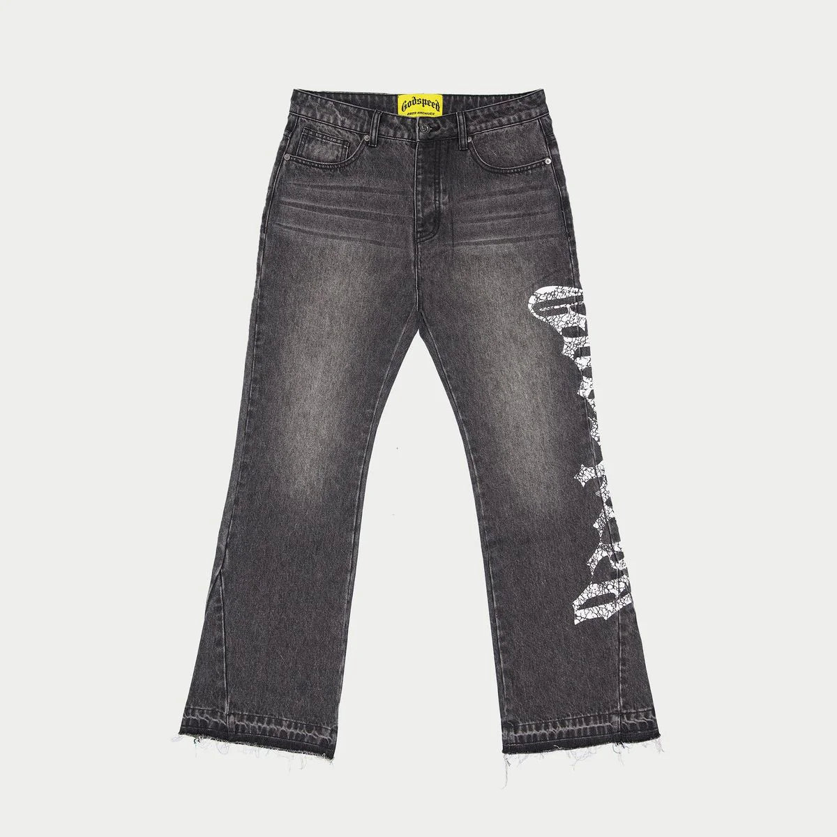 Godspeed OG Logo Flared Jeans Grey