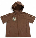 Saint Vanity Nylon Logo Zip Up Shirt Brown