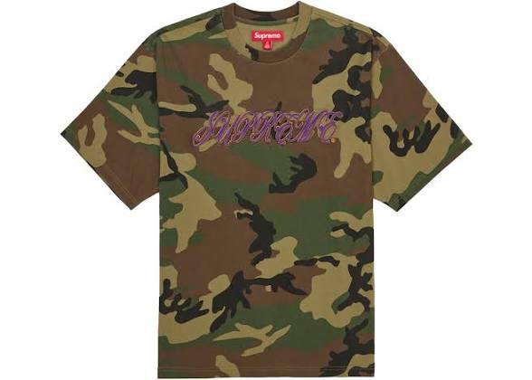 Supreme Raised Script S/S Top Camo