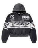 Vale BLACK CURSIVE ZIP UP HOODIE