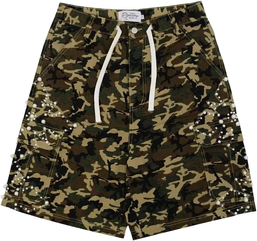 We Are Righteous Camo Pearl Cargo Shorts Green