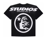 Hellstar Cartoon Logo Glitter Logo T-shirt Black