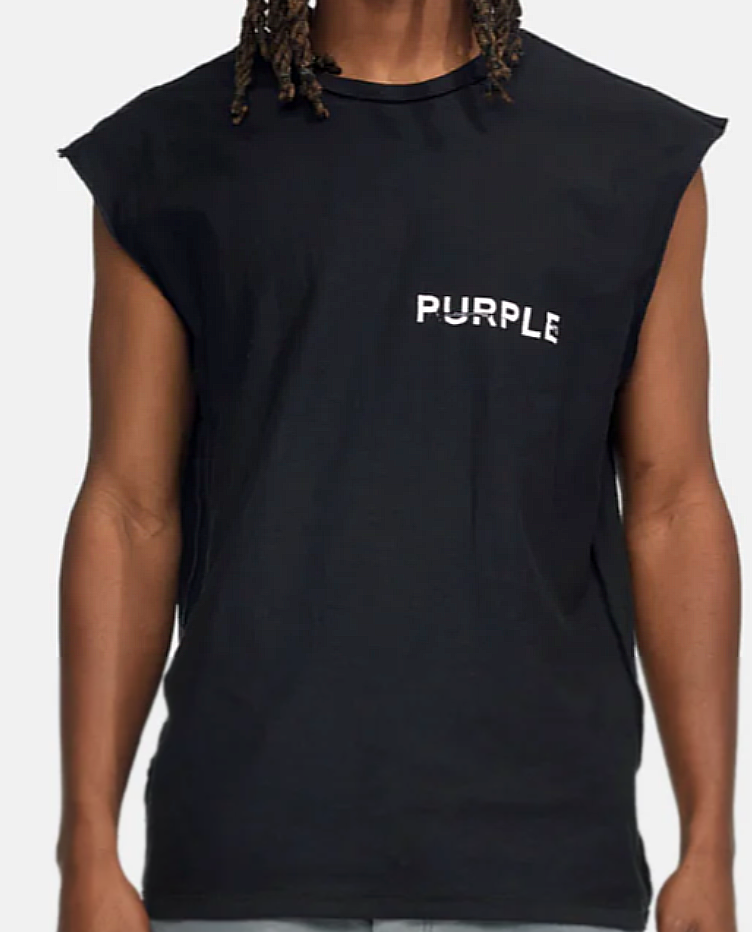 Purple Brand News Print Black Tee