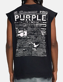 Purple Brand News Print Black Tee