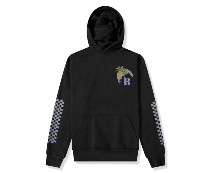 Rhude Moonlight Tropics Print Oversized Vintage Hoodie Black