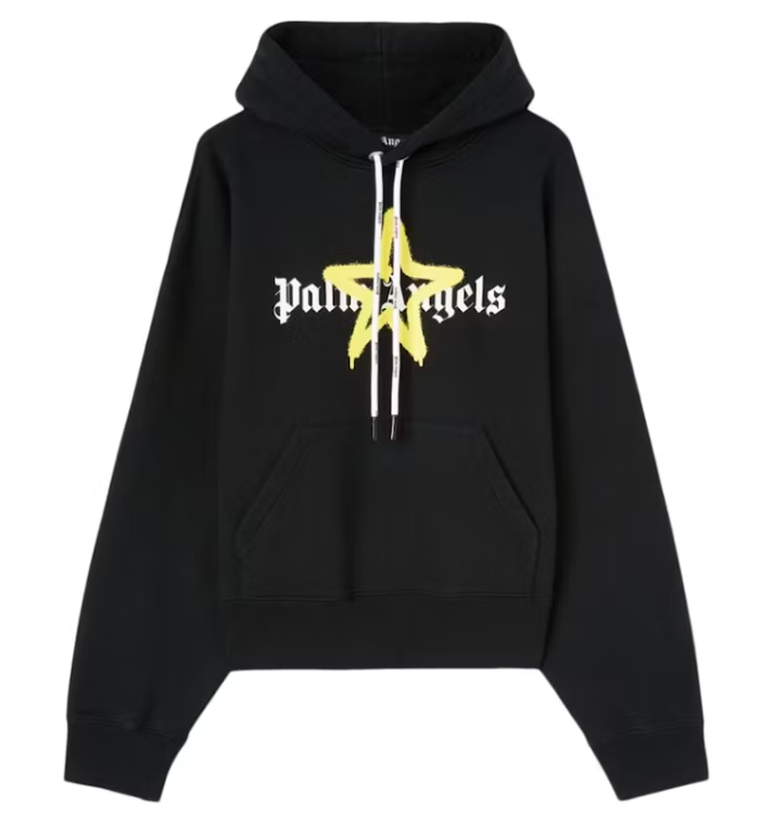 Palm Angels Star Sprayed Hoodie Black/Yellow