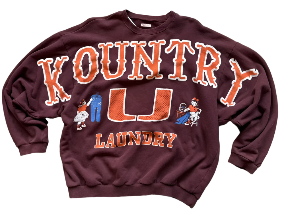 Kapital Kountry Laundry Crewneck Sweatshirt Burgundy