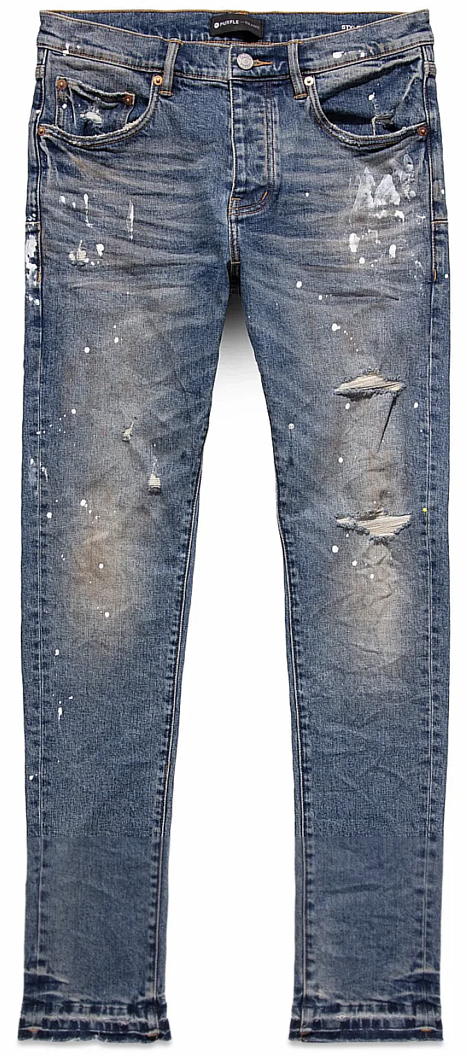 Purple Brand P001 Indigo Dirty Vintage White Paint Jean