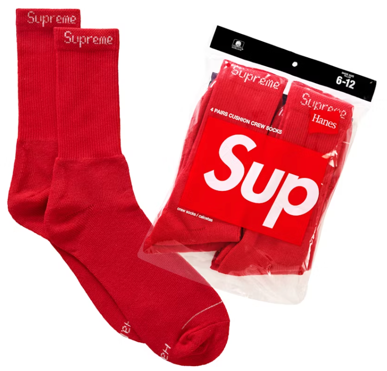 Supreme Hanes Socks (4 Pack) Red