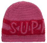 Supreme Crochet Logo Beanie Pink