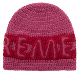Supreme Crochet Logo Beanie Pink