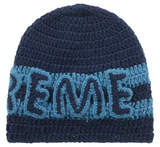 Supreme Crochet Logo Beanie Navy