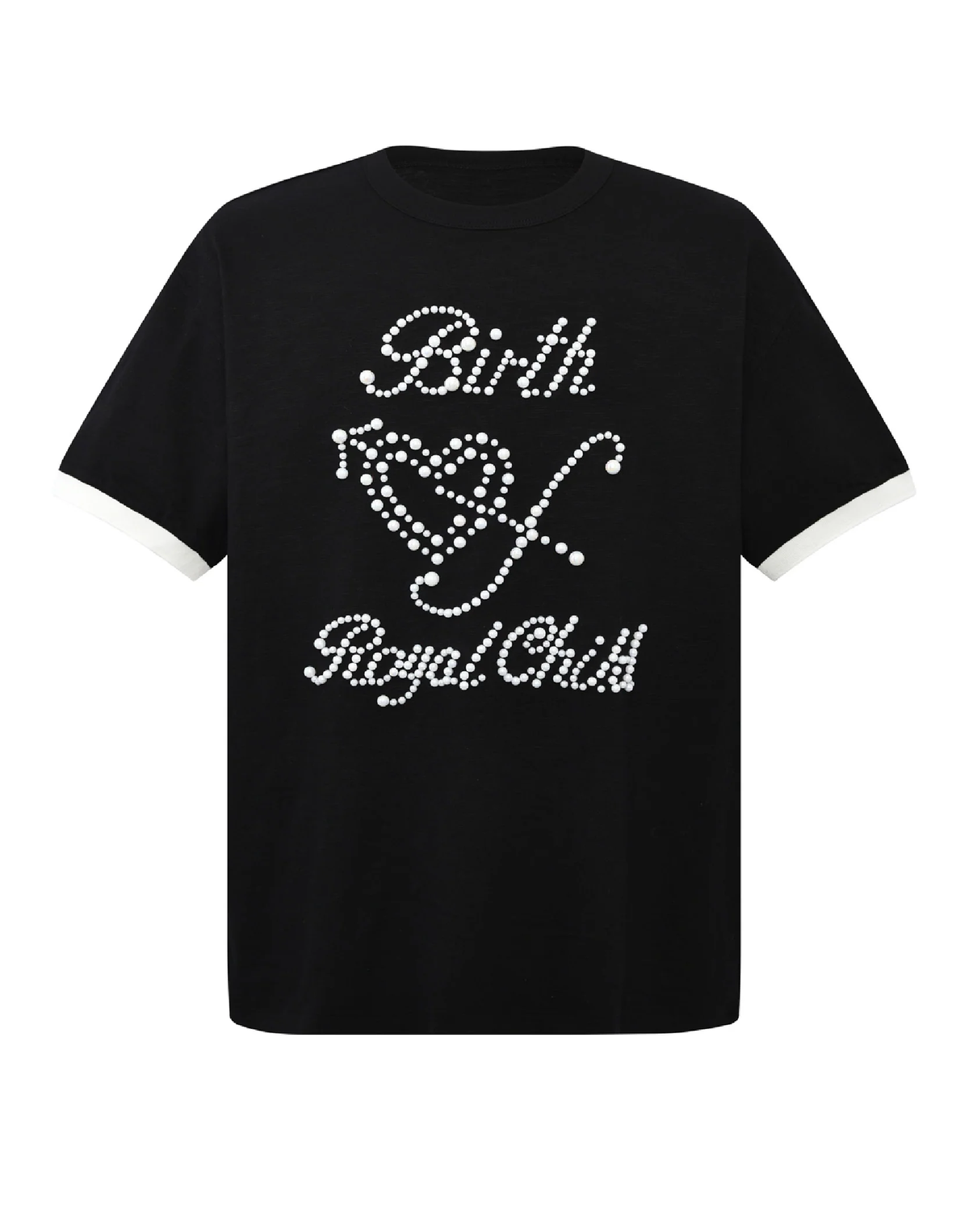 Birth of Royal Child Pearl Patchwork T-Shirt IN Black