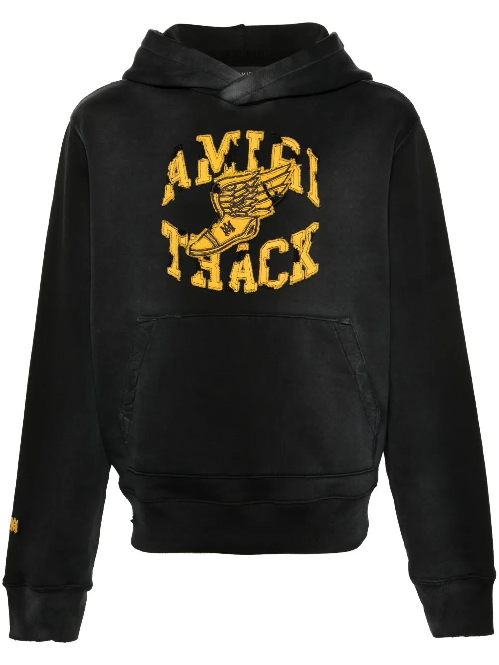 AMIRI Track patch-embellished hoodie Black/Yellow