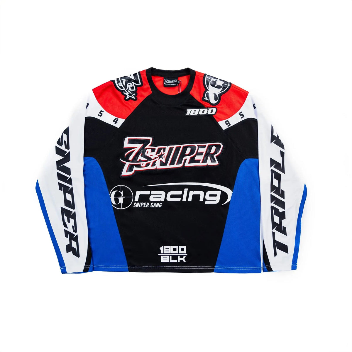 TRIPLE SEVENS X SNIPER GANG 1800 RACING JERSEY RED BLUE