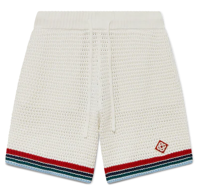 Casablanca Faux Knitted Crochet Shorts White/Red/Green