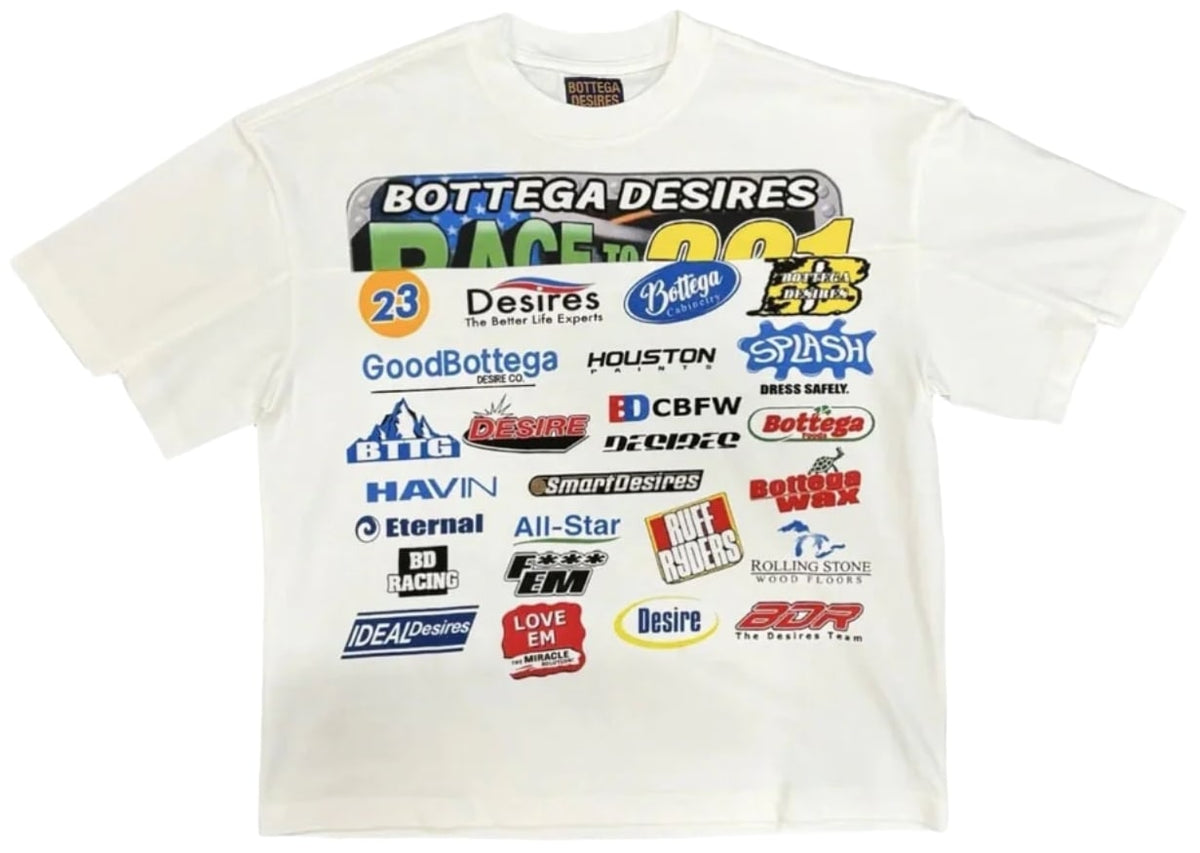 BOTTEGA DESIRES 'RACING' WHITE TEE
