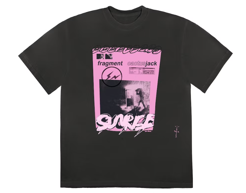 Travis Scott Cactus Jack For Fragment Pink Sunrise T-shirt Washed Black